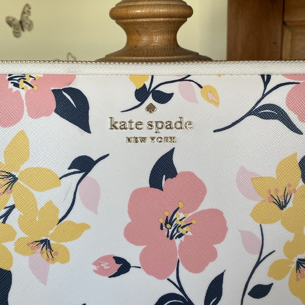kate spade Floral Laptop Sleeve in White, Pink, Yellow & Navy - Picture 2 of 7